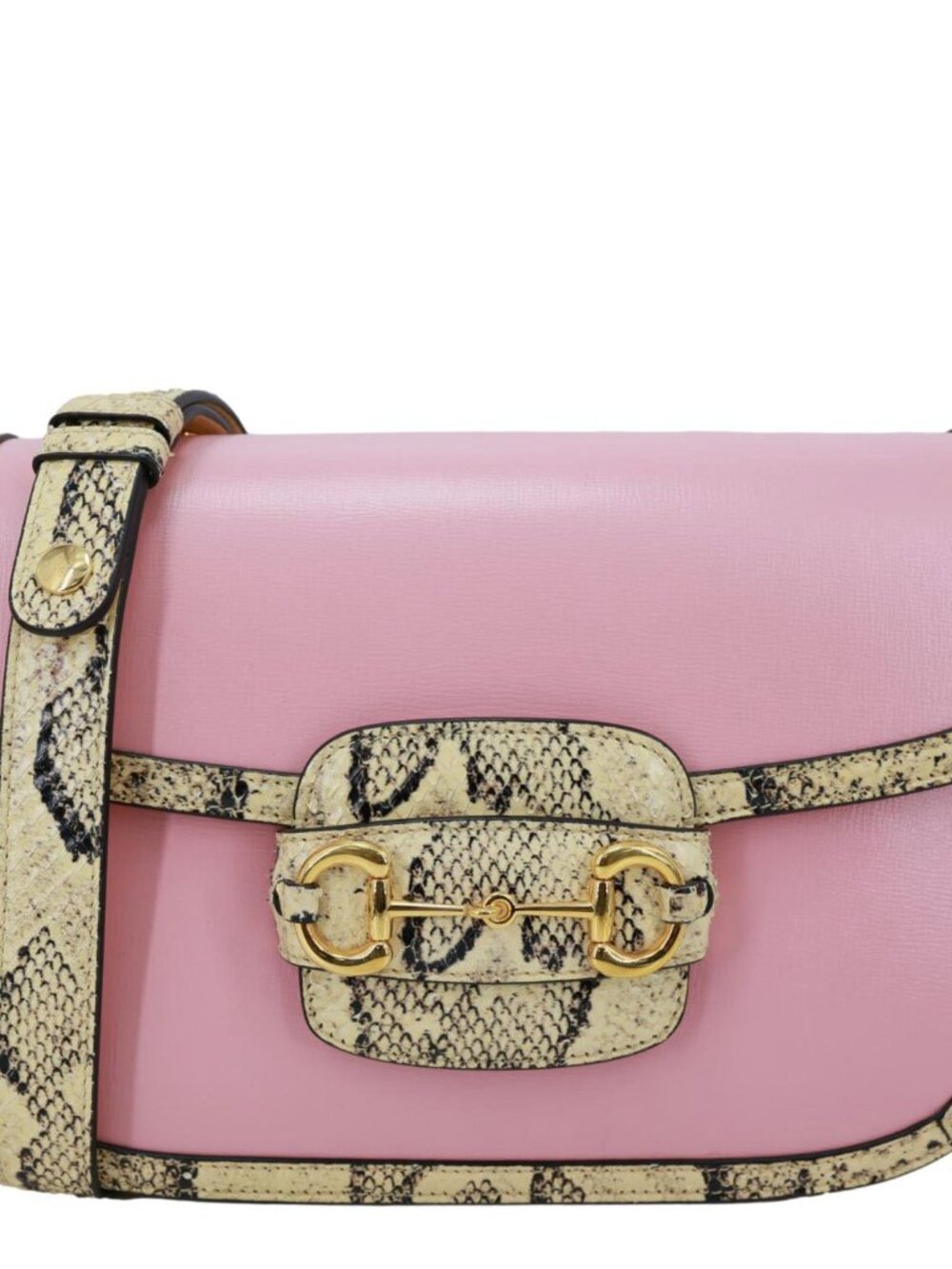 Gucci  Horsebit 1955 Mini Snakeskin Shoulder Bag Pink 602204